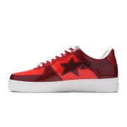 BAPE STA Red & Burgundy Patent Leather Sneakers 1H20191046-RED | Bold Elegance in Streetwear