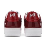 BAPE STA Red and Burgundy Patent Leather Sneakers with Star Logo