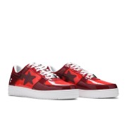 BAPE STA 레드 앤 버건디 페이턴트 가죽 스니커즈 1H20191046-RED | 대담하고 우아한 스트릿웨어