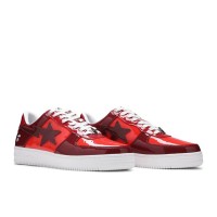 BAPE STA Red & Burgundy Patent Leather Sneakers 1H20191046-RED | Bold Elegance in Streetwear