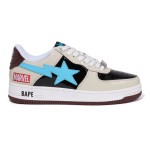 BAPE STA x Marvel Rocket Raccoon Sneakers with Cream, Black, and Blue Details