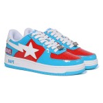 BAPE STA x Marvel Captain America Sneakers with Red, Blue, and White Design