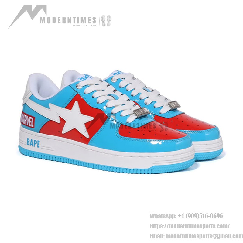 BAPE STA x Marvel Captain America Sneakers with Red, Blue, and White Design