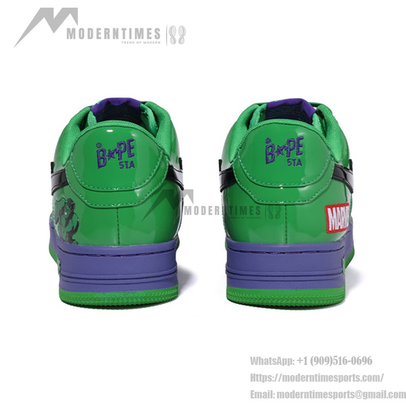 BAPE STA x Marvel Hulk Sneakers with Green and Purple Design