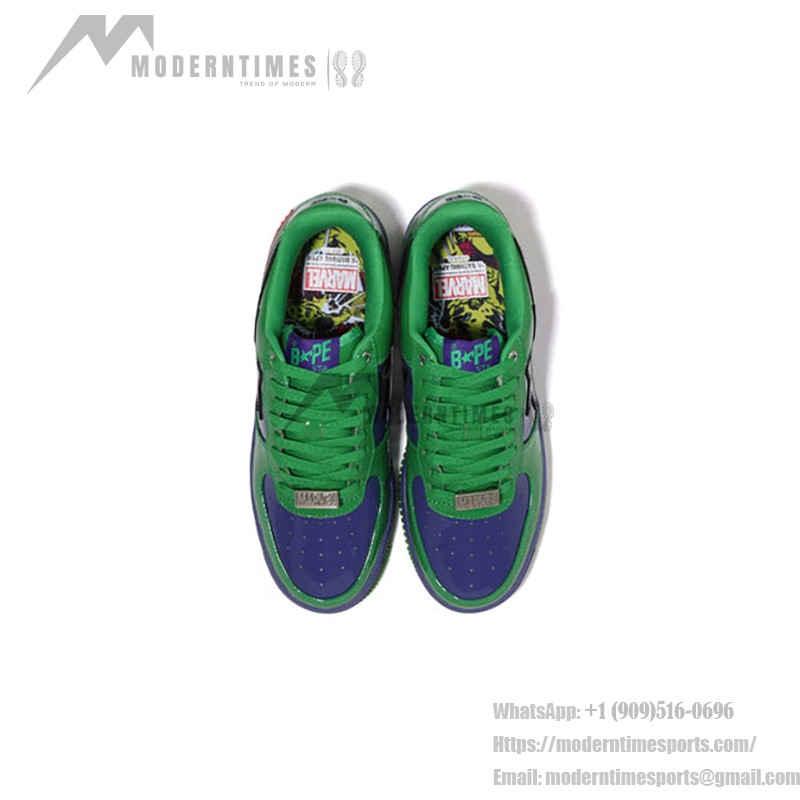 BAPE STA x Marvel Hulk Sneakers with Green and Purple Design