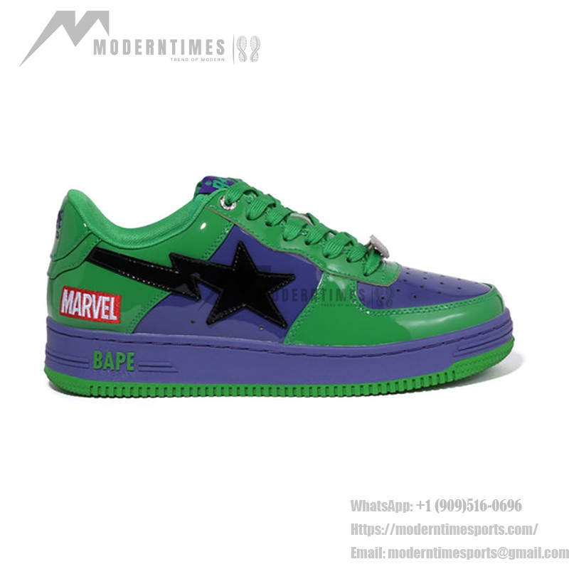 BAPE STA x Marvel Hulk Sneakers with Green and Purple Design