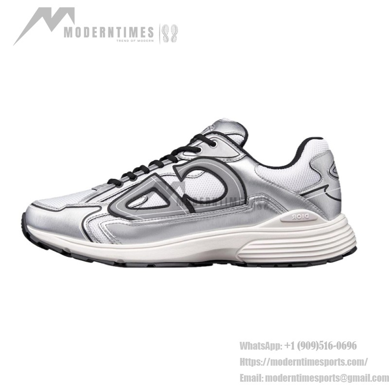 DIOR B30 White Silver Mesh & Calfskin Sneakers for Men and Women DIOR B30 White Silver Sneakers 3SN279ZYG H869 Luxury Designer Shoes