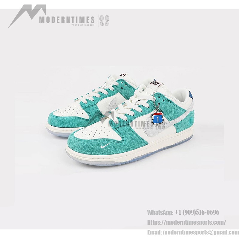 Nike x Kasina Dunk Low 'Road Sign' CZ6501-101 - Road Sign Collaboration Sneakers in Sail, Blue, and Red