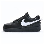 AMBUSH x Nike Air Force 1 Low Black Sneakers DV3464-001 featuring oversized Swoosh logo