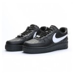 AMBUSH x Nike Air Force 1 Low Black Sneakers DV3464-001 featuring oversized Swoosh logo