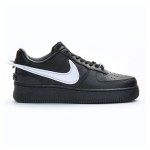 AMBUSH x Nike Air Force 1 Low Black Sneakers DV3464-001 featuring oversized Swoosh logo