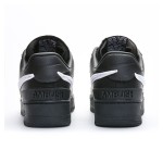 AMBUSH x Nike Air Force 1 Low Black Sneakers DV3464-001 featuring oversized Swoosh logo