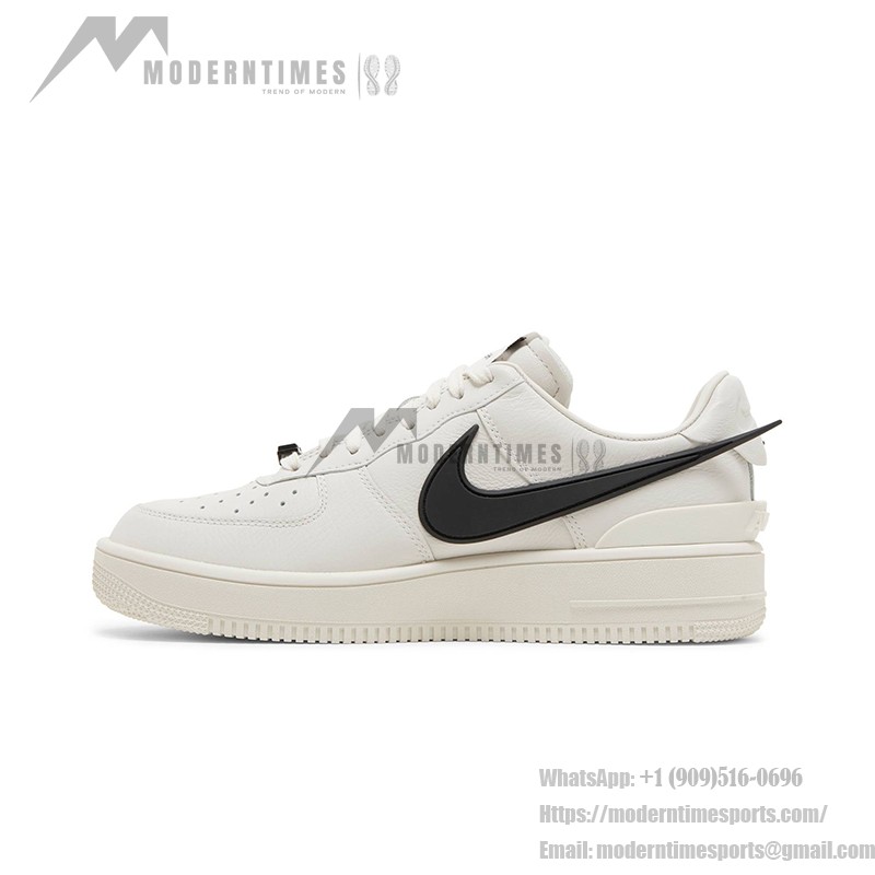 AMBUSH x Nike Air Force 1 Low 'Phantom' - Off-White Sneakers with Extended Black Swoosh