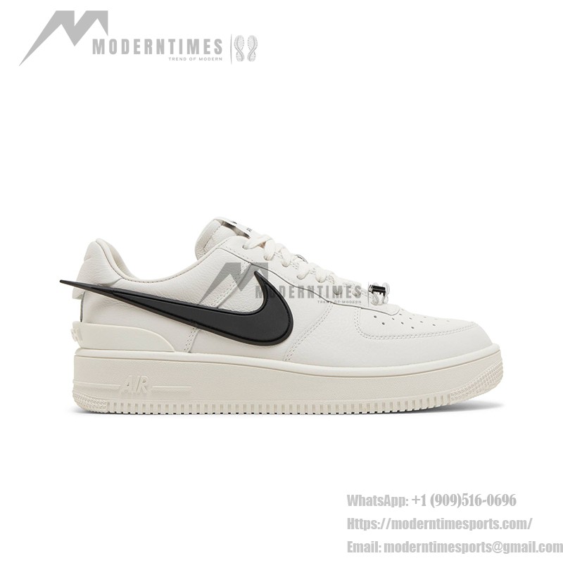 AMBUSH x Nike Air Force 1 Low 'Phantom' - Off-White Sneakers with Extended Black Swoosh