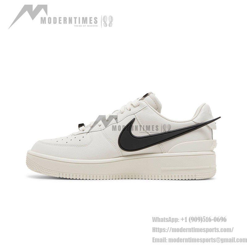 AMBUSH x Nike Air Force 1 Low 'Phantom' - Off-White Sneakers with Extended Black Swoosh