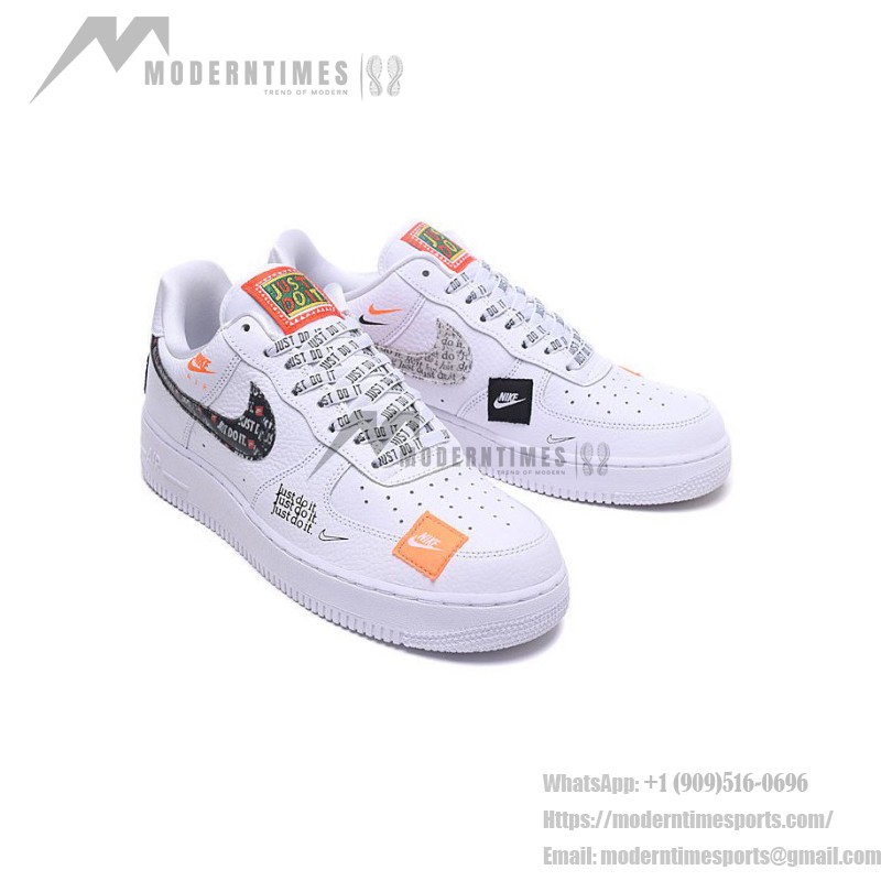 Nike Air Force 1 Low AR7719-100 - White Sneakers with Just Do It Graphic Overlays