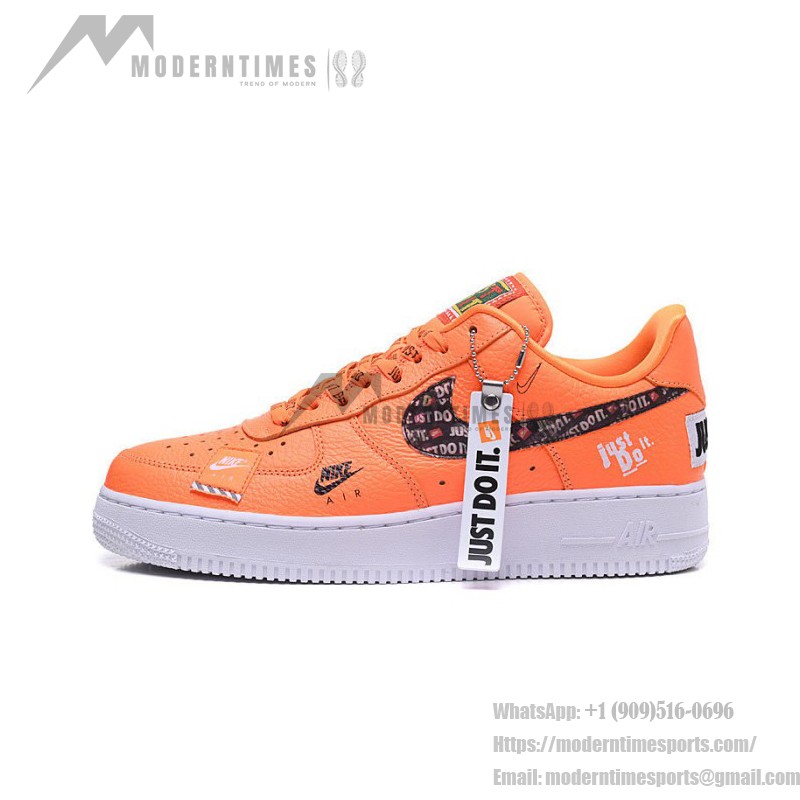 Nike Air Force 1 Low AR7719-800 - Orange Sneakers with Bold Just Do It Graphics