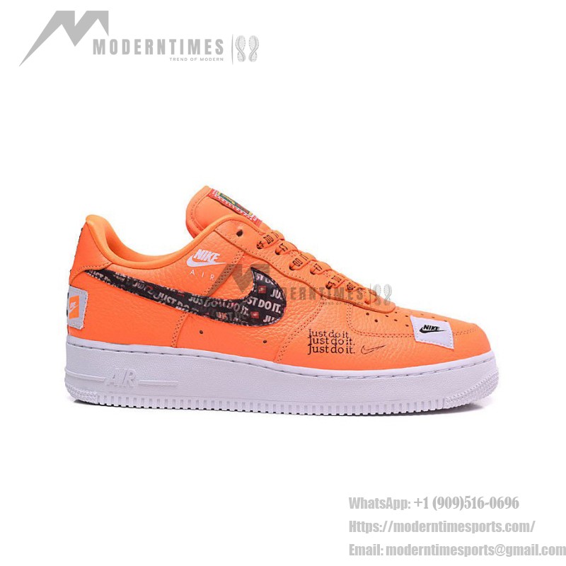 Nike Air Force 1 Low AR7719-800 - Orange Sneakers with Bold Just Do It Graphics