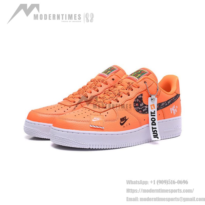 Nike Air Force 1 Low AR7719-800 - Orange Sneakers with Bold Just Do It Graphics