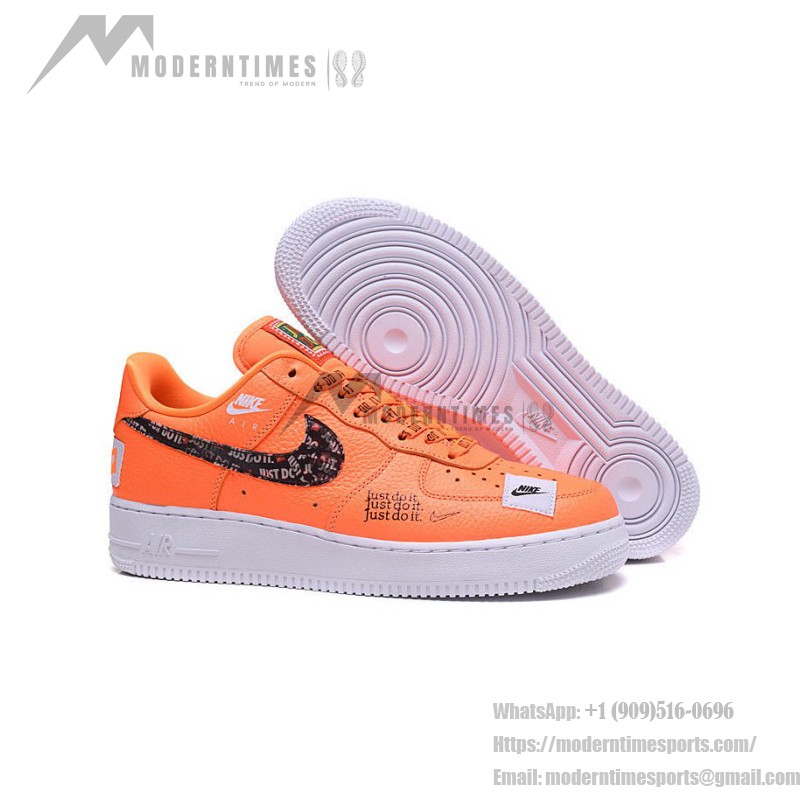 Nike Air Force 1 Low AR7719-800 - Orange Sneakers with Bold Just Do It Graphics