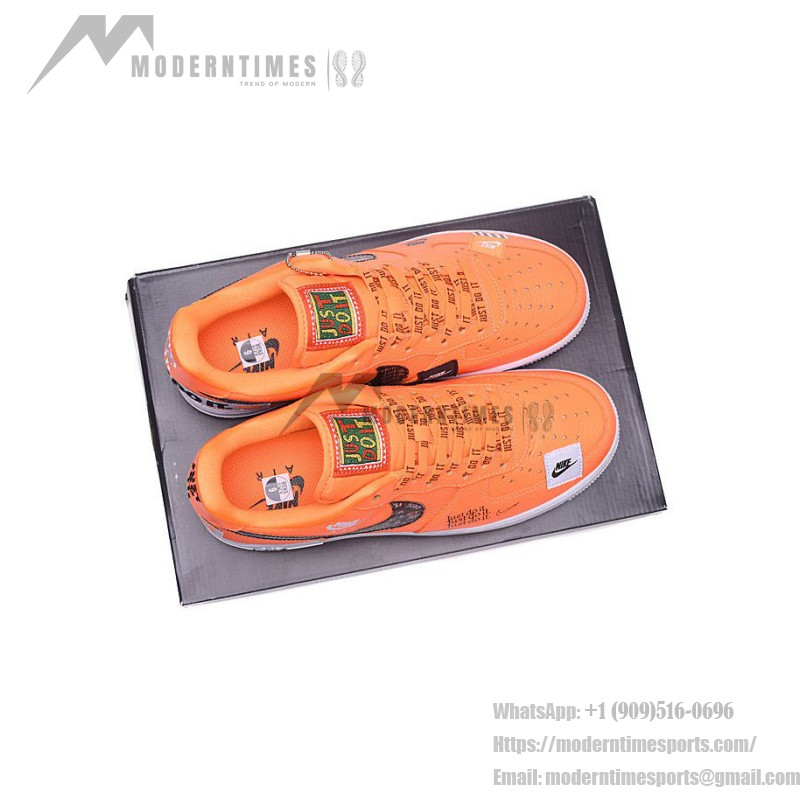 Nike Air Force 1 Low AR7719-800 - Orange Sneakers with Bold Just Do It Graphics