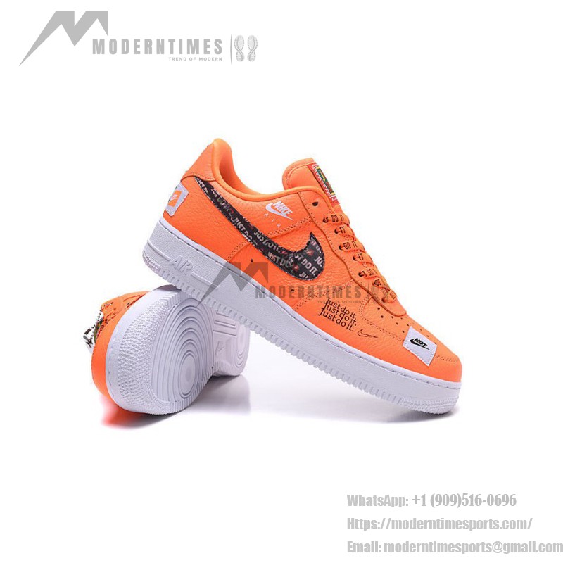 Nike Air Force 1 Low AR7719-800 - Orange Sneakers with Bold Just Do It Graphics