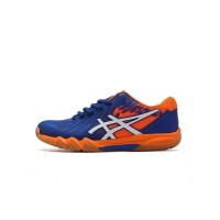 ASICS Attack Bladelyte 4 1073A001-402 Professional Badminton Shoes - High Performance Lightweight Breathable Design in Blue and Shocking Orange