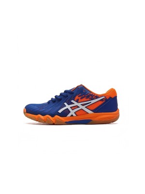 ASICS Attack Bladelyte 4 1073A001-402 Professional Badminton Shoes - High Performance Lightweight Breathable Design in Blue and Shocking Orange