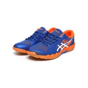 ASICS Attack Bladelyte 4 1073A001-402 Professional Badminton Shoes - High Performance Lightweight Breathable Design in Blue and Shocking Orange