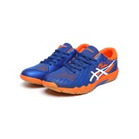 ASICS Attack Bladelyte 4 1073A001-402 Professional Badminton Shoes - High Performance Lightweight Breathable Design in Blue and Shocking Orange