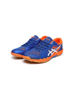 ASICS Attack Bladelyte 4 1073A001-402 Professional Badminton Shoes - High Performance Lightweight Breathable Design in Blue and Shocking Orange