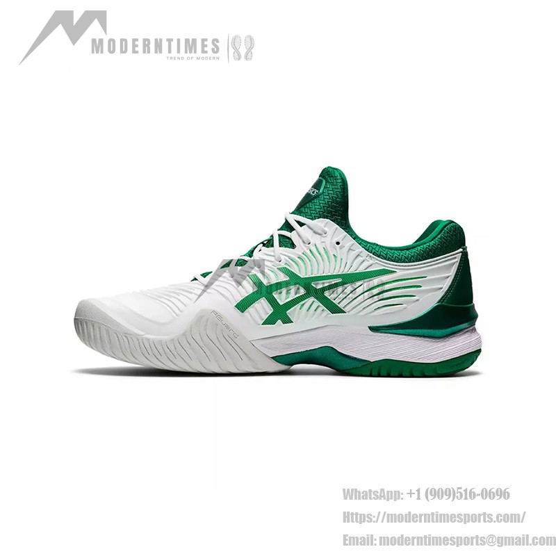 ASICS Court FF Novak 1041A089-104 Professional Tennis Shoes in White and Green