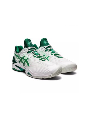 ASICS Court FF Novak 1041A089-104 プロフェッショナルテニスシューズ - 高性能安定性とクッション性の白と緑デザイン