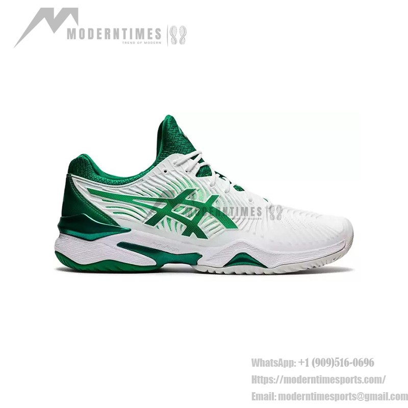 ASICS Court FF Novak 1041A089-104 Professional Tennis Shoes in White and Green