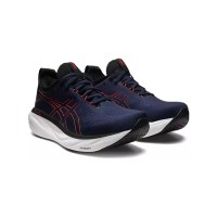 ASICS Gel-Nimbus 25 1011B547-401 Men's Running Shoes - High Performance Lightweight Cushioning Design in Midnight Blue and Electric Red