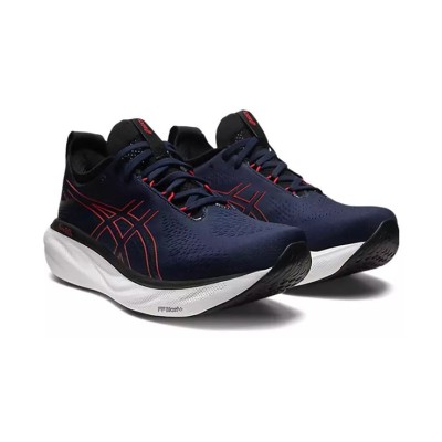 ASICS Gel-Nimbus 25 1011B547-401 メンズランニングシューズ - ミッドナイトブルーとエレクトリックレッドの高性能軽量クッションデザイン