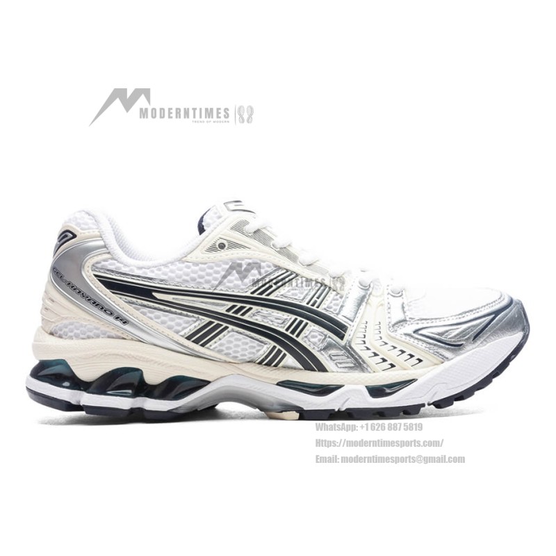 ASICS Gel-Kayano 14 White Silver Sneakers with Gel Cushioning