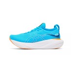 ASICS Gel-Nimbus 25 1011B547-400 アイランドブルーとオレンジのメンズランニングシューズ