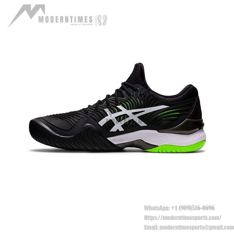 ASICS Court FlyteFoam 2 1041A083-005 Black White Neon Green Tennis Shoes