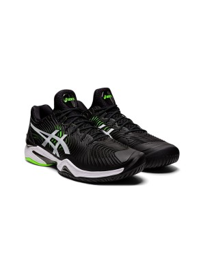 ASICS Court FlyteFoam 2 1041A083-005 Black White Neon Green Tennis Shoes Professional Support and Lightweight Cushioning