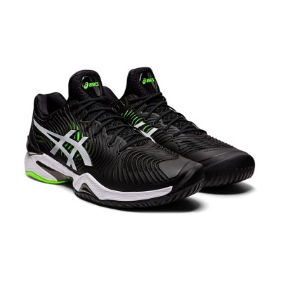 ASICS Court FlyteFoam 2 1041A083-005 Black White Neon Green Tennis Shoes Professional Support and Lightweight Cushioning