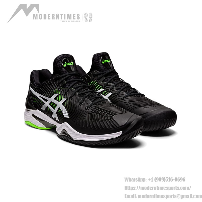 ASICS Court FlyteFoam 2 1041A083-005 Black White Neon Green Tennis Shoes