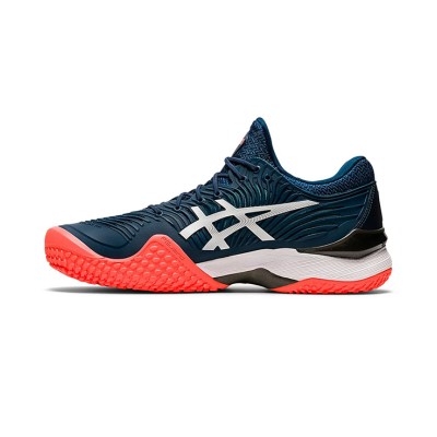 ASICS Court FlyteFoam 2 1041A084-400 Navy Blue White Fluorescent Orange Tennis Shoes Professional Stability and Lightweight Cushioning