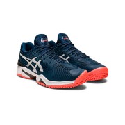 ASICS Court FlyteFoam 2 1041A084-400 ネイビーブルー ホワイト 蛍光オレンジ テニスシューズ プロフェッショナルな安定性と軽量クッション性