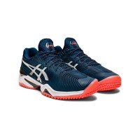 ASICS Court FlyteFoam 2 1041A084-400 Navy Blue White Fluorescent Orange Tennis Shoes Professional Stability and Lightweight Cushioning