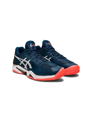 ASICS Court FlyteFoam 2 1041A084-400 Navy Blue White Fluorescent Orange Tennis Shoes Professional Stability and Lightweight Cushioning