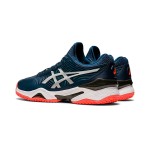 ASICS Court FlyteFoam 2 1041A084-400 Navy Blue White Fluorescent Orange Tennis Shoes