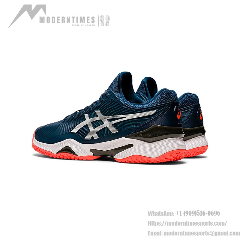 ASICS Court FlyteFoam 2 1041A084-400 Navy Blue White Fluorescent Orange Tennis Shoes