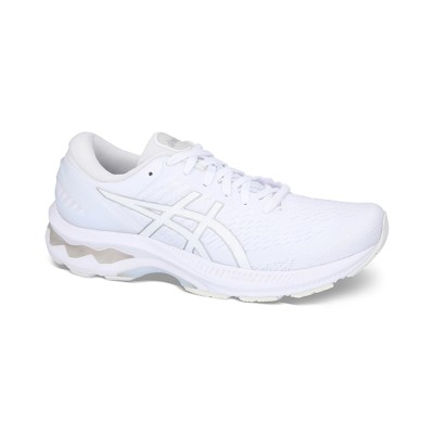 ASICS Gel-Kayano 27 1012A649-101 여성용 올화이트 러닝화 완벽한 쿠셔닝과 역동적 지지