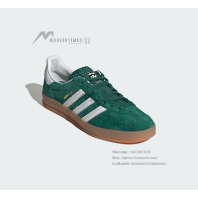 Adidas Gazelle Indoor IG1596 - Green Suede Sneakers with White Stripes & Gum Sole | Retro Style and Everyday Comfort